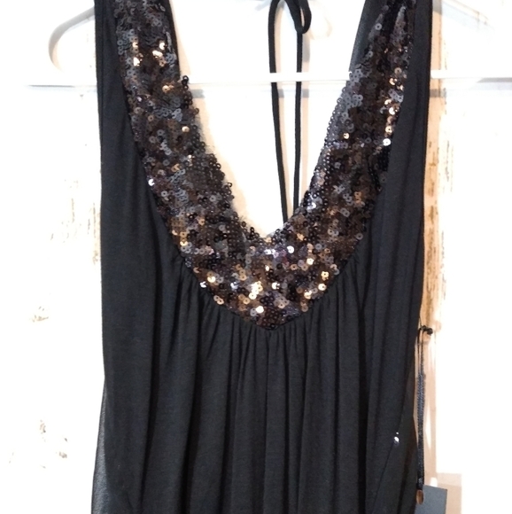 BKE Buckle black blouse Black Label sequine shimmer top size XS NWT - Picture 4 of 5